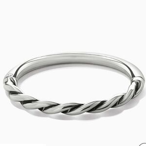 Brighton interlock twist hinged silver bangle